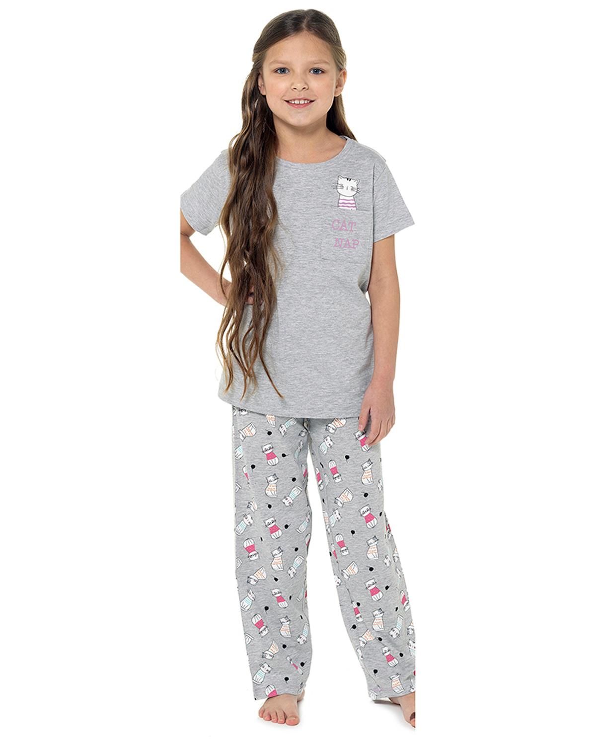 Follow That Dream Girls Grey Cat Long Pyjamas – Slumber Hut