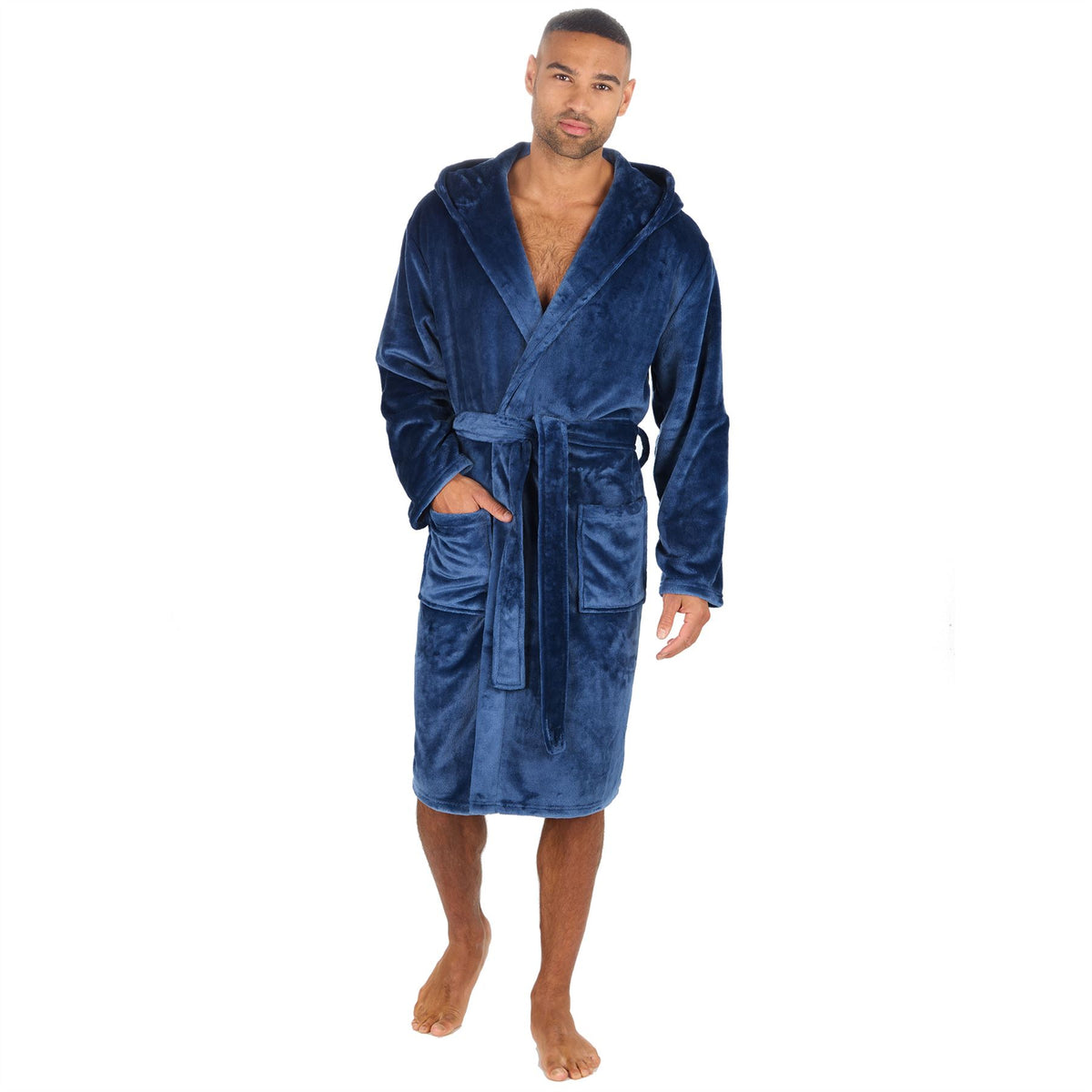 Slumber Hut Mens Polished Hooded Dressing Gown