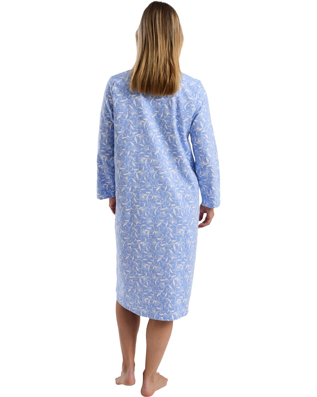 Marlon Womens Pretty Floral Wincey 45" Long Sleeve Nightdress