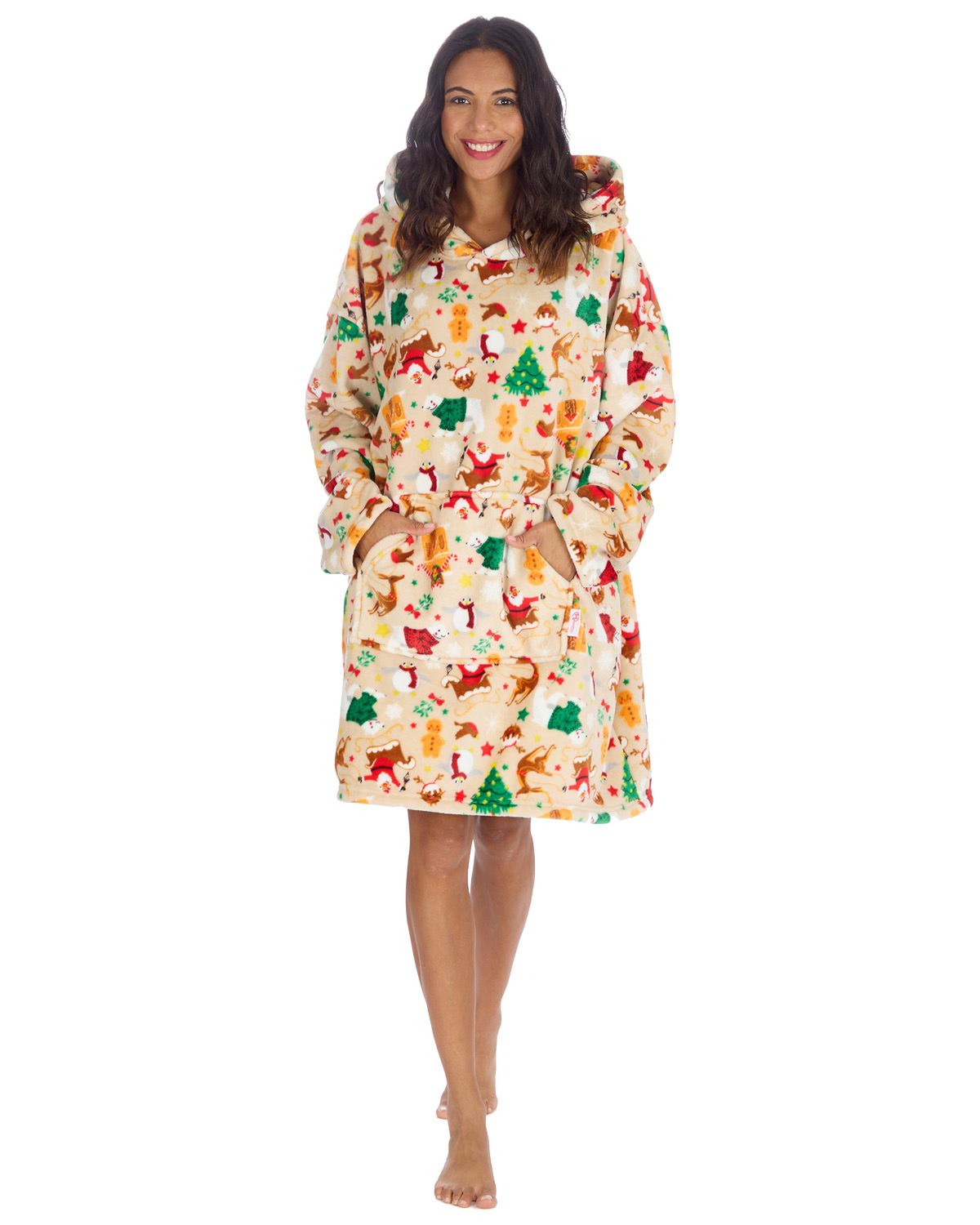 Huggable Unisex Christmas Print Oversized Hoodie
