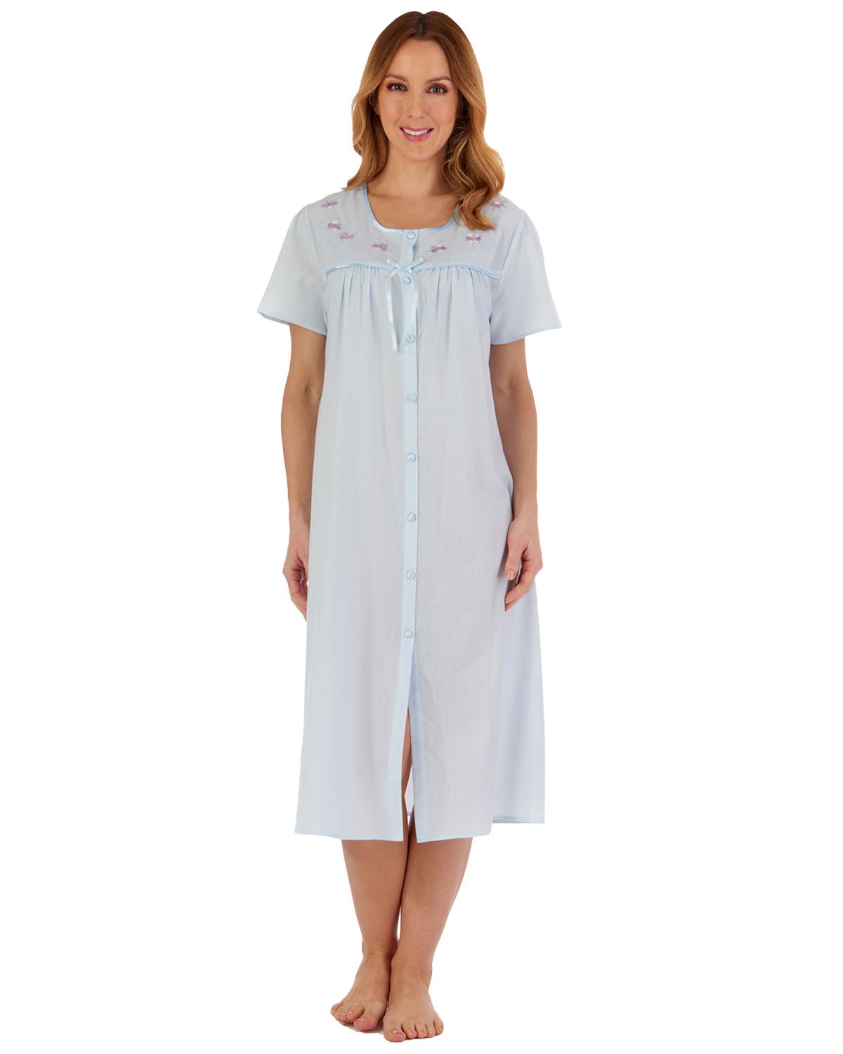 Slenderella Womens Polycotton Button Short Sleeve Nightie