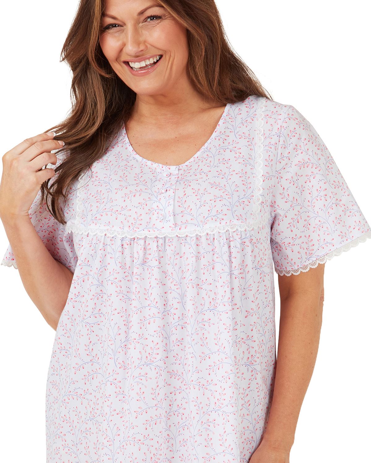 Marlon Womens Short Sleeve 45" Woven Nightie