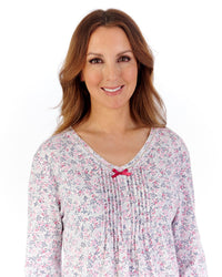 Slenderella Womens Multicoloured Floral 45" Long Sleeve Nightdress