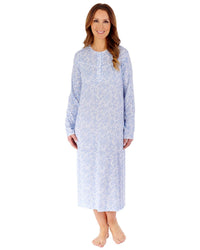 Slenderella Womens Bamboo Cotton 45" Long Sleeve Nightdress