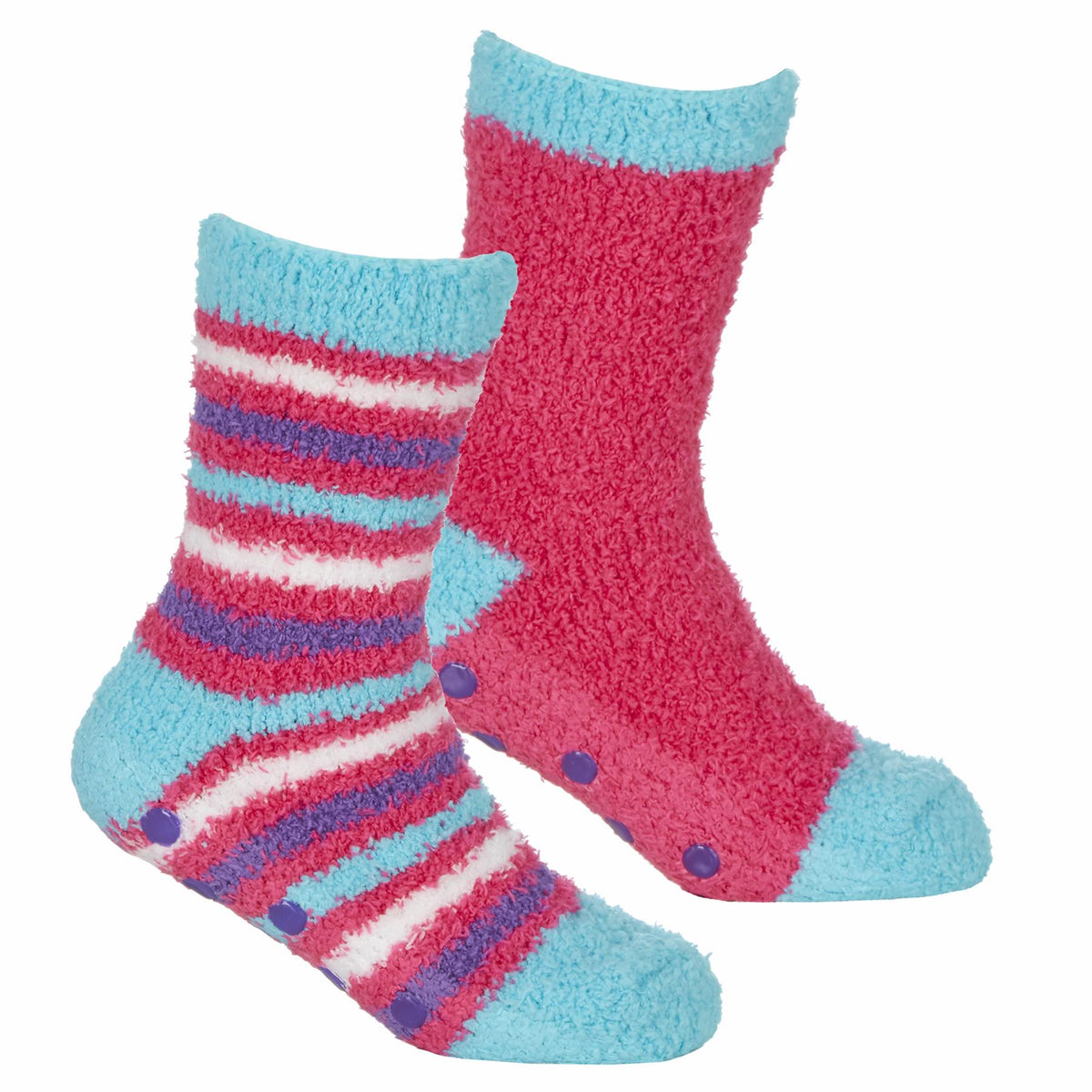 4 Pairs Girls Pink Stripe Cosy Socks