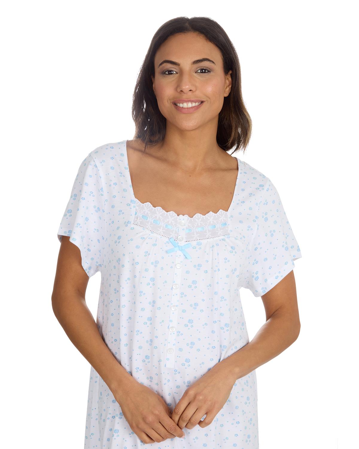 Cottonique Womens Jersey Cotton Short Sleeve Nightie