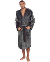 Slumber Hut Mens Polished Hooded Dressing Gown