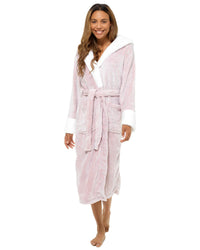 Womens Polished Fleece Sherpa Trim Dressing Gown