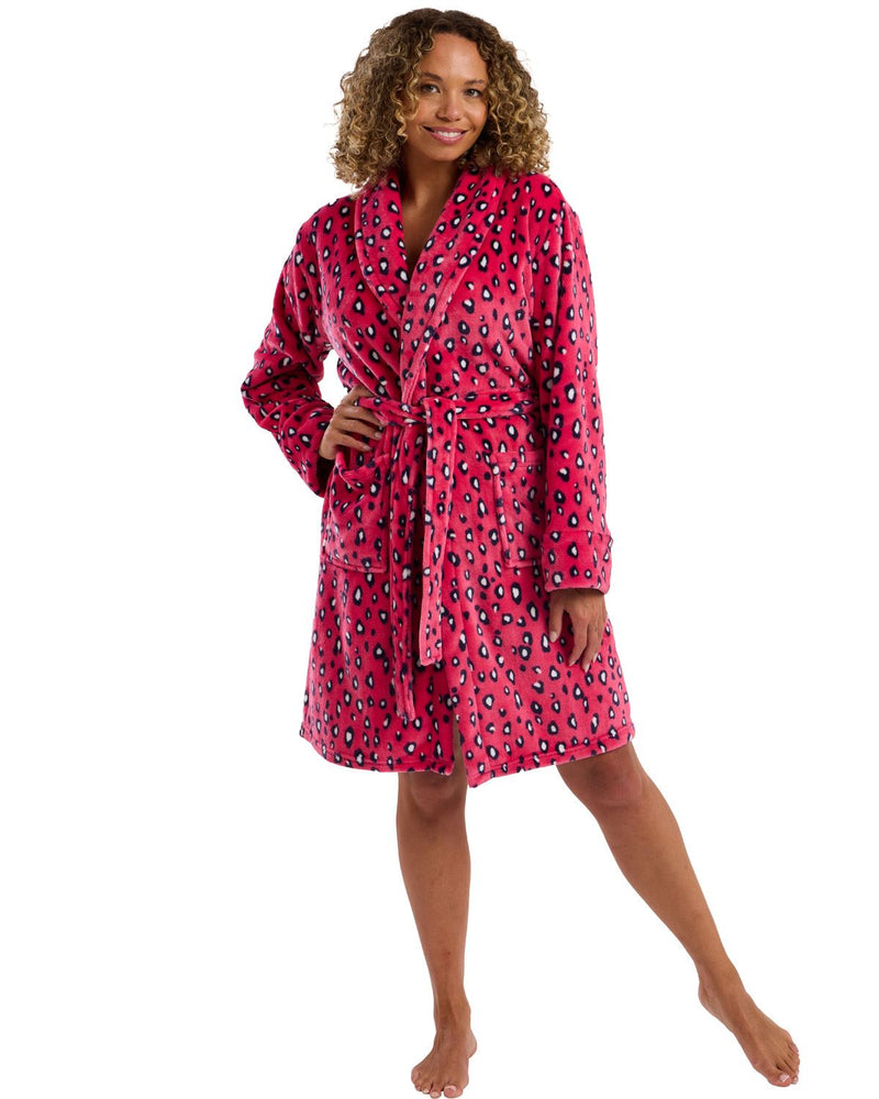 Indigo Sky Womens Bright Animal Fleece Robe
