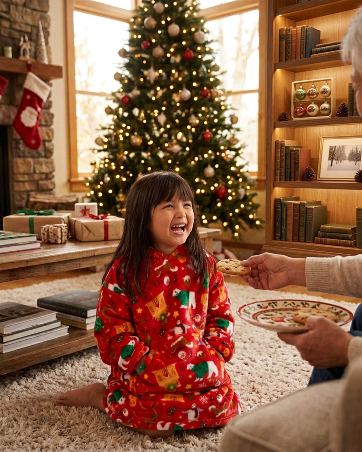 Huggable Kids Christmas Print Oversized Hoodie