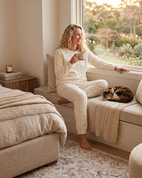 Indigo Sky Womens Cable Effect Fleece Pyjamas