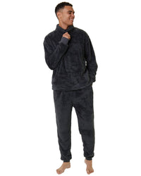 Loungeable Mens Sherpa Fleece 1/4 Zip Lounge Jumper