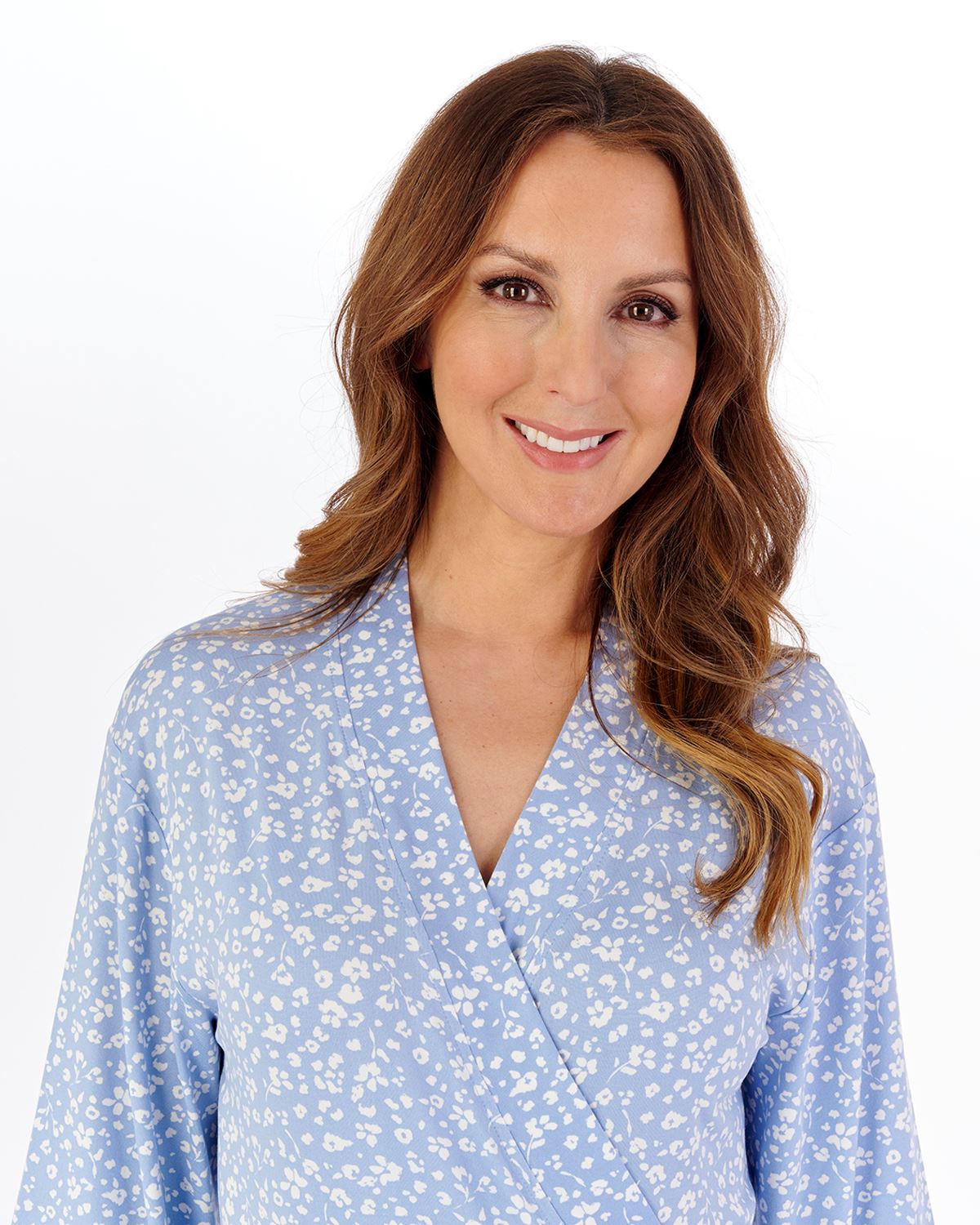 Slenderella Womens  Gaspe 42" Supersoft Floral 3/4 Sleeve Kimono Wrap