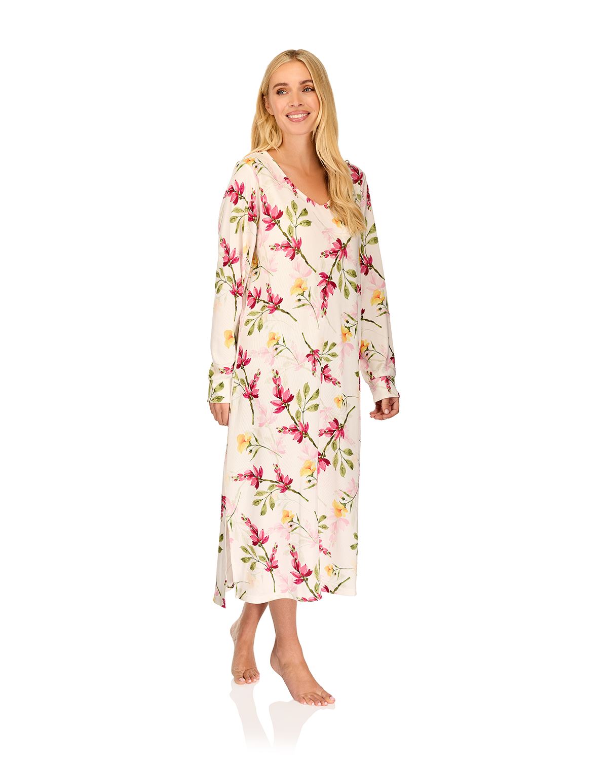 La Marquise Womens 'Berry & Blue' 43" & 50" Long Sleeve Jersey Nightie