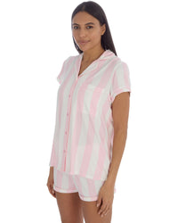Slumber Party Womens Striped Button Down Short Pyjamas