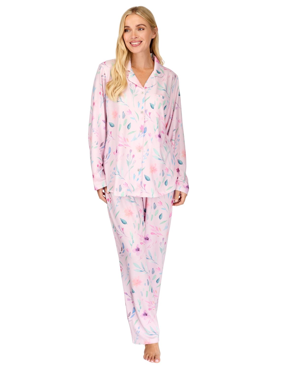 La Marquise Womens 'Watercolours' Long Sleeve Button Pyjamas