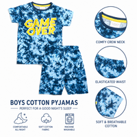 Boys Jersey Game Over Tie Dye Short Pyjamas