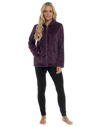 Slumber Hut Womens Waffle Fleece Zip Bed Jacket