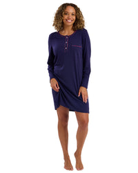 Indigo Sky Womens Bright Animal Trim Plain Nightdress