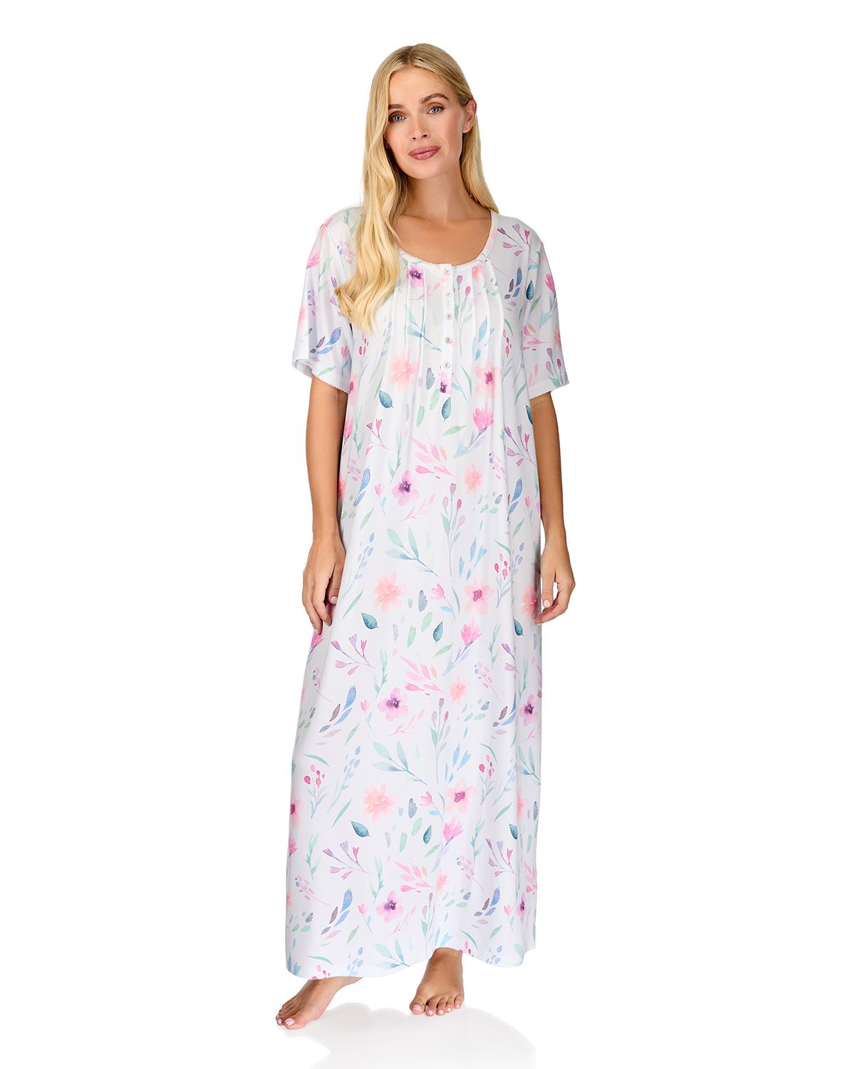 La Marquise Womens 'Watercolours' 43" & 50" Short Sleeve Nightie
