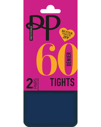 Pretty Polly Womens 2 Pack 60 Denier Opaque Tights