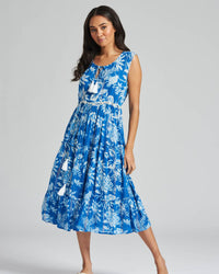 South Beach Womens Floral Print Sleeveless Summer Dress