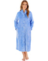 Slenderella Womens Floral Embossed Fleece 46" Button Housecoat
