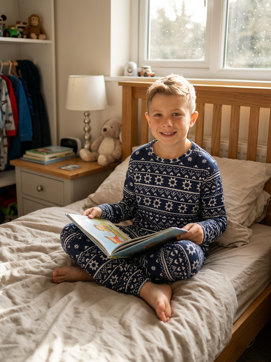 Slumber Hut Girls Jersey Navy Fairisle Pyjamas