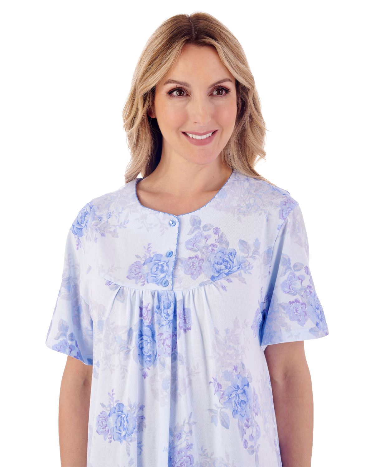 Slenderella Womens 38" Large Floral Short Sleeve Cotton Nightie