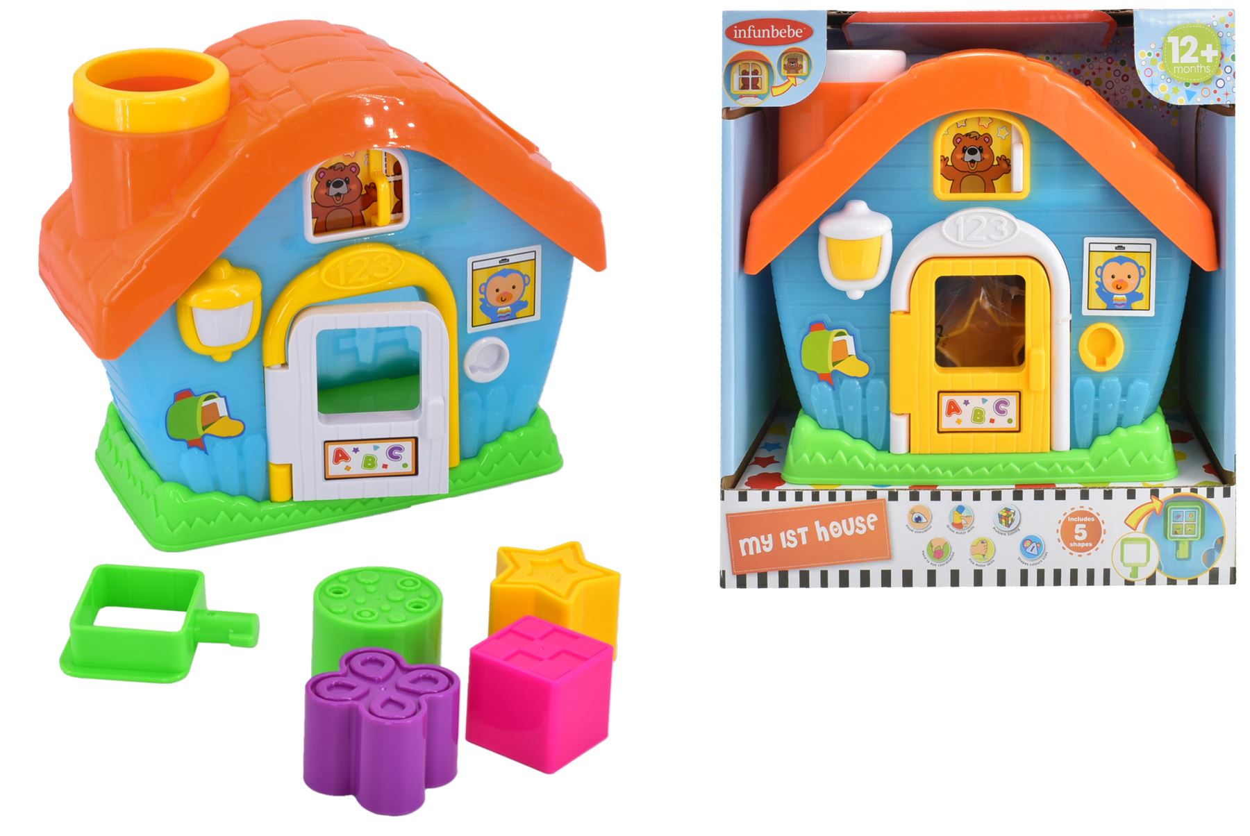 Baby Shape Sorter House Toy with Key & Bear Toddler Educational Learning Toy
