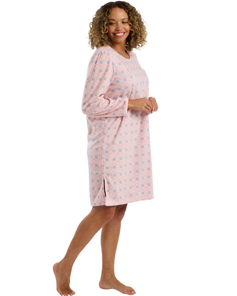 Indigo Sky Womens Fleur Geo Polished Fleece Nightshirt