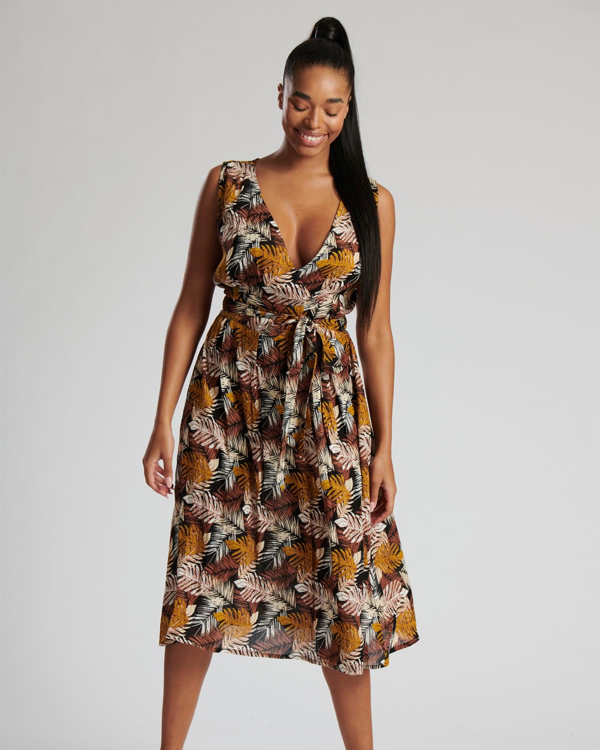 Pistachio Womens Wide Cross Over Print Dress