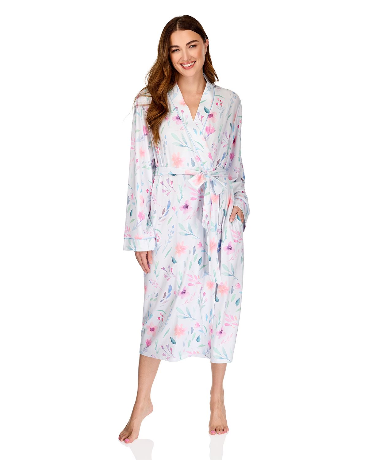 La Marquise Womens 'Watercolours' Long Sleeve Wrap Robe