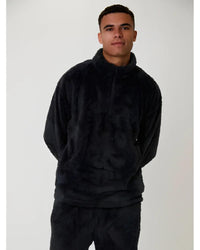 Loungeable Mens Sherpa Fleece 1/4 Zip Lounge Jumper