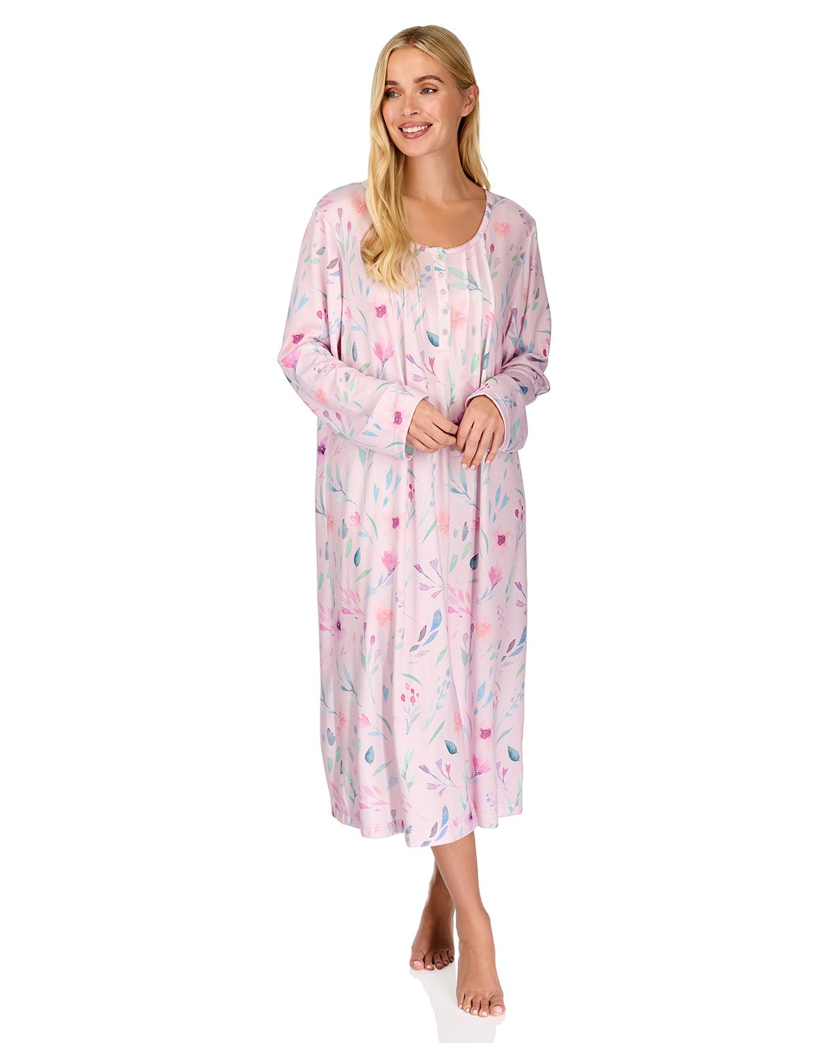 La Marquise Womens 'Watercolours' 43" & 50" Long Sleeve Jersey Nightie