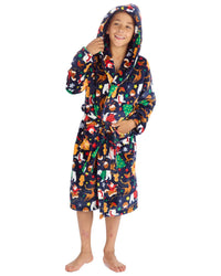 Huggable Kids Christmas Hooded Dressing Gown