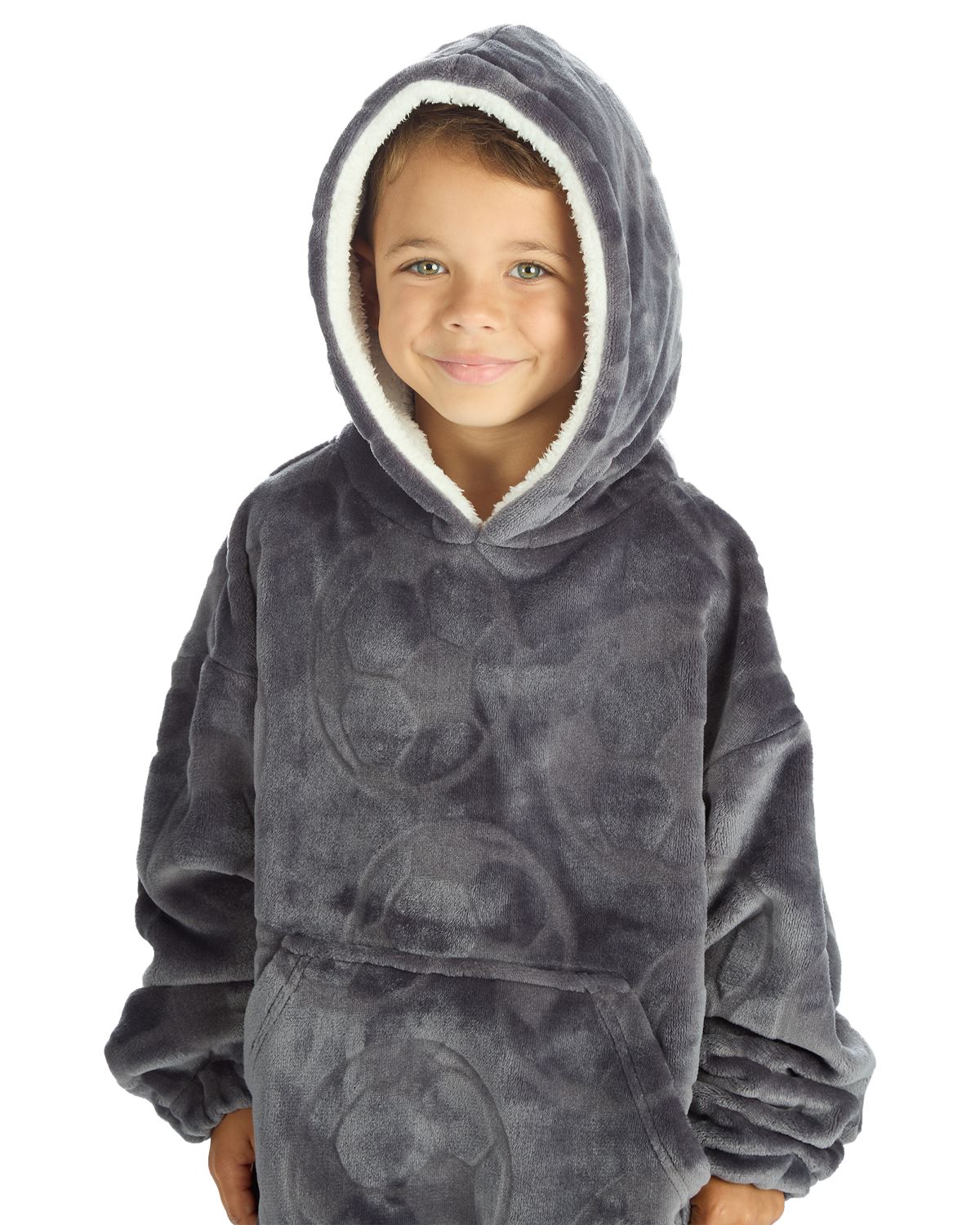 Huggable Kids Embossed Football Oversized Hoodie