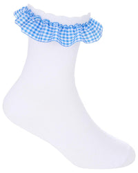 Girls 6 Pack Gingham Lace Socks