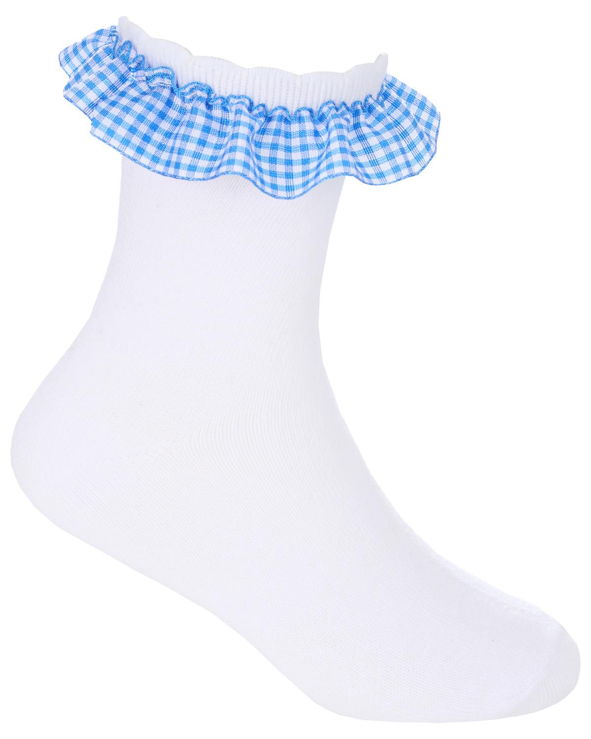 Girls 6 Pack Gingham Lace Socks