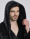 Loungeable Mens Black Check Fleece Dressing Gown