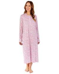 Slenderella Womens Bamboo Cotton 45" Long Sleeve Nightdress
