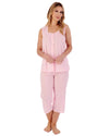 Slenderella Womens Dobby Dot Cropped 100% Cotton Pyjamas