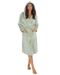 Huggable Womens Super Soft Flannel Fleece Hooded Robe