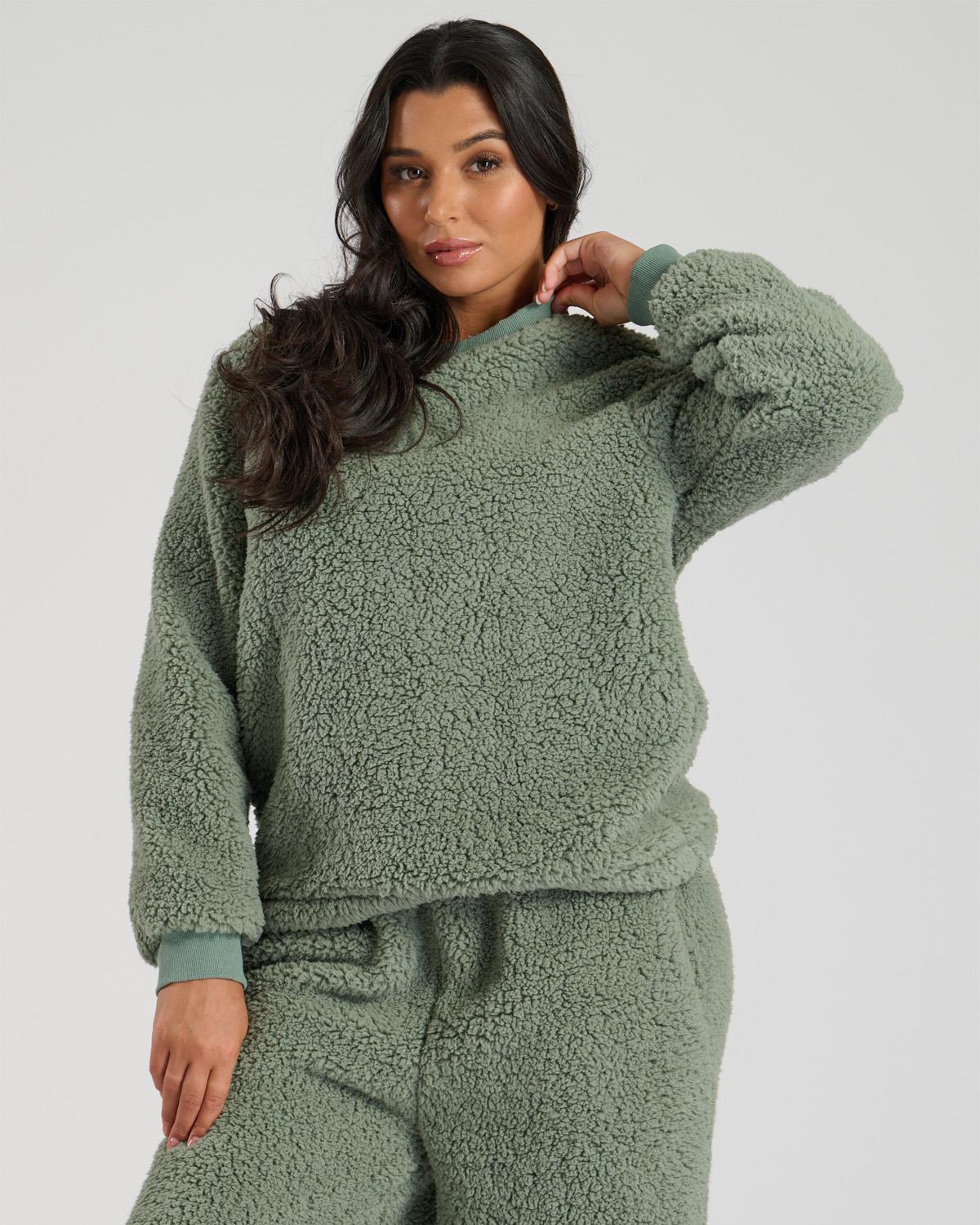 Loungeable Womens Borg Jumper & Wide Leg Lounge Set