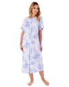 Slenderella Womens 46" Large Floral Short Sleeve Cotton Button Nightie