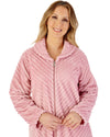 Slenderella Women Supersoft Rib Fleece 50" Zipped Housecoat