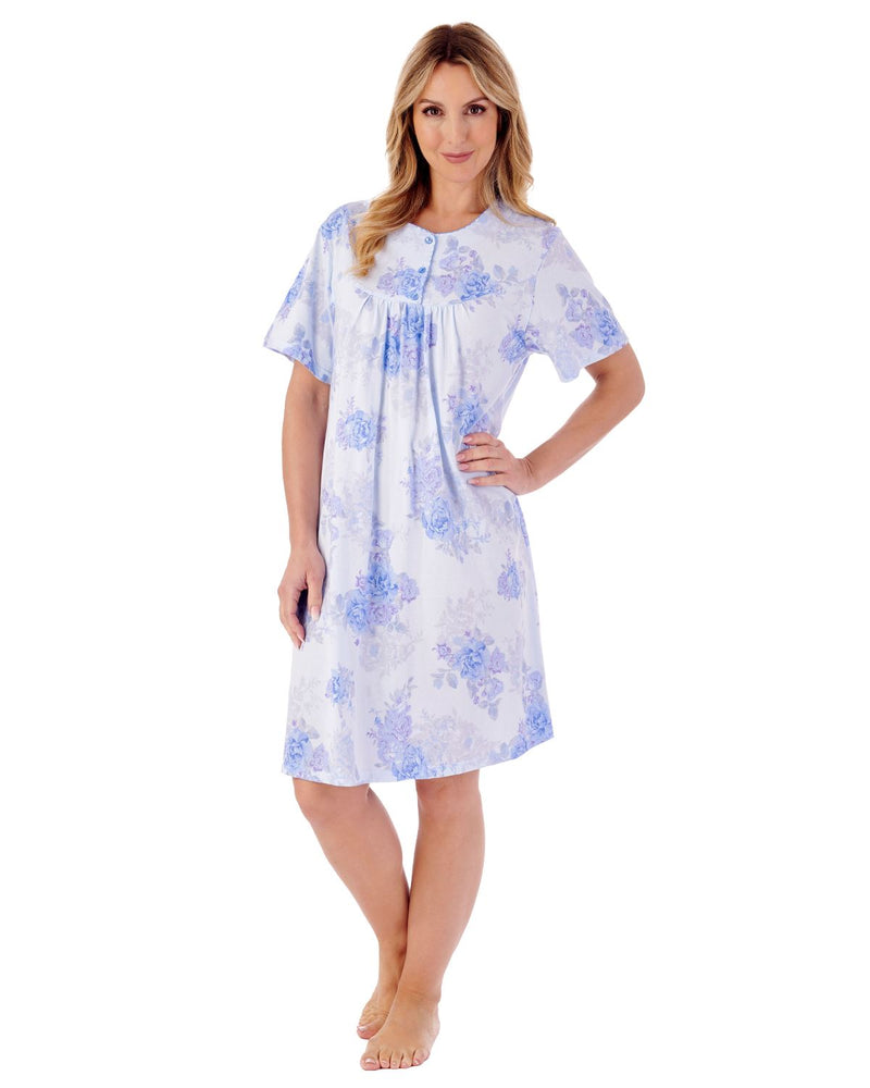 Slenderella Womens 38" Large Floral Short Sleeve Cotton Nightie