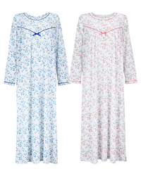 La Marquise Womens 'Moonlit Tulip' 50" Long Sleeve Jersey Nightie