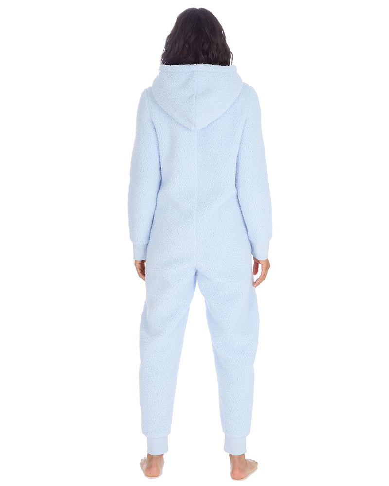 Huggable Womens Borg Zip Hooded Onesies