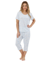 Marlon Womens Sketch Floral Jersey Cropped Pyjamas